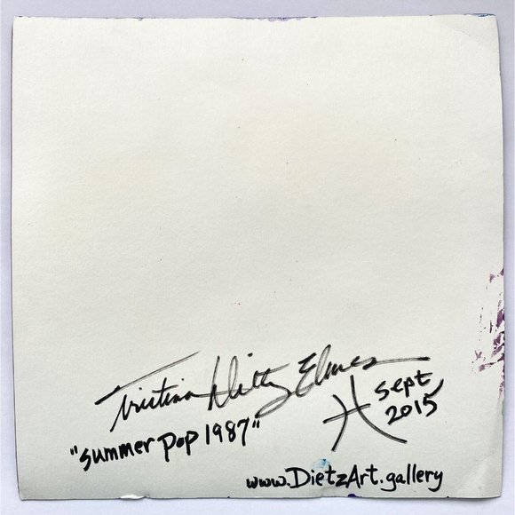 Original Art “Summer Pop 1987” Artwork Mixed Media Painting Frame Ready 12”x12” - Picture 6 of 6